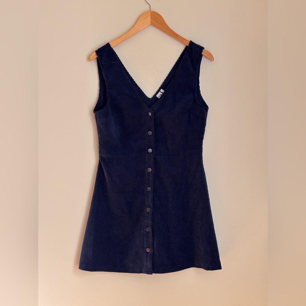 Navy Corduroy Button-Down Dress
